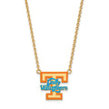 Sterling Silver Gold-plated LogoArt University of Tennessee Lady Volunteers Large Enameled Pendant 18 inch Necklace