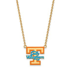 Sterling Silver Gold-plated LogoArt University of Tennessee Lady Volunteers Large Enameled Pendant 18 inch Necklace