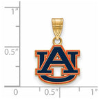 Sterling Silver Gold-plated Logo Art Auburn University A-U Small Enameled Pendant
