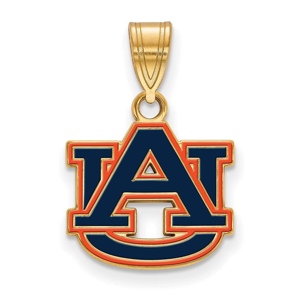 Sterling Silver Gold-plated Logo Art Auburn University A-U Small Enameled Pendant