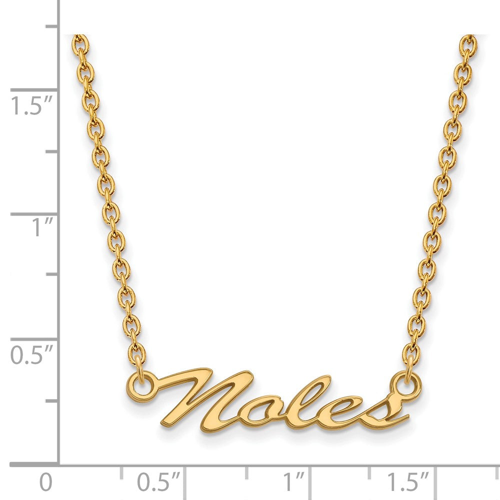 Sterling Silver Gold-plated LogoArt Florida State University Noles Script Medium Pendant 18 inch Necklace