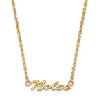Sterling Silver Gold-plated LogoArt Florida State University Noles Script Medium Pendant 18 inch Necklace