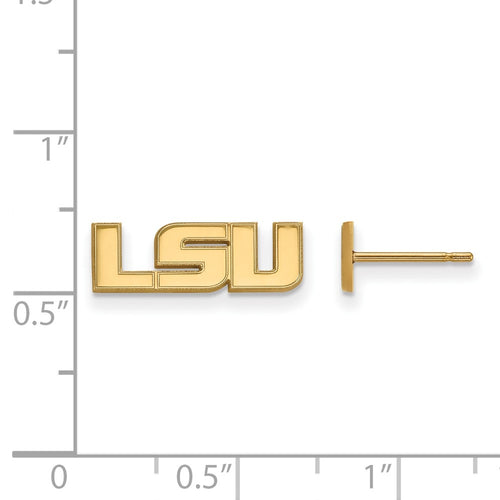 10k Gold LogoArt Louisiana State University L-S-U Extra Small Post Earrings
