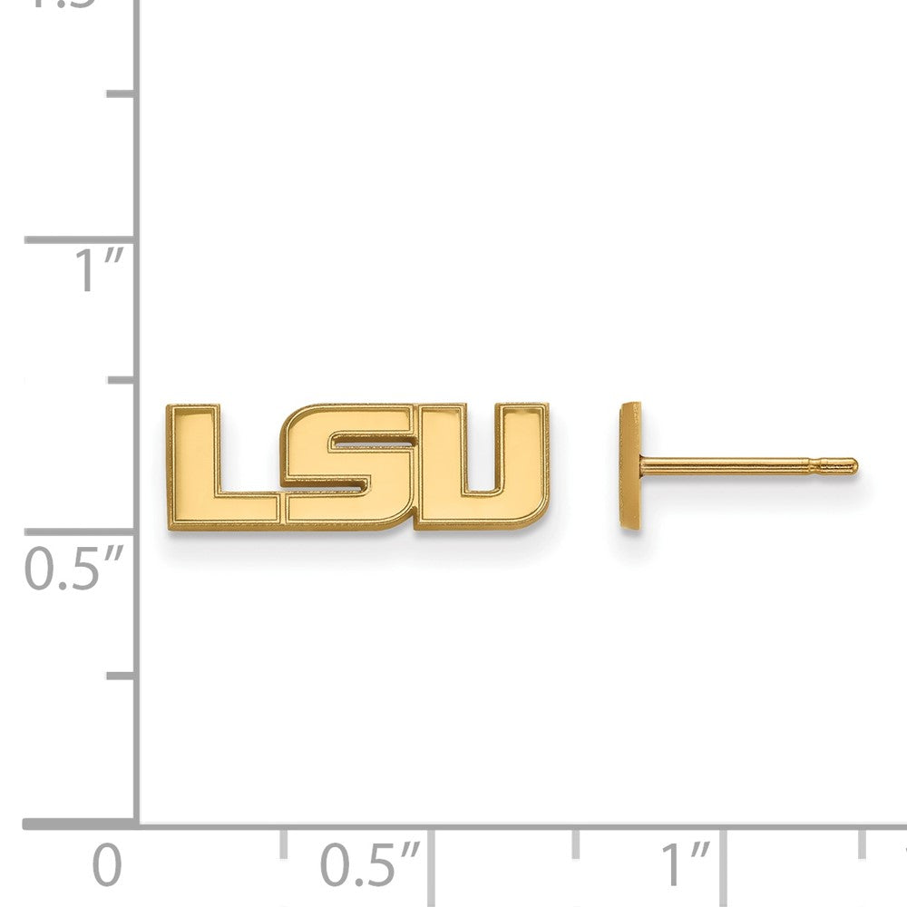 Sterling Silver Gold-plated LogoArt Louisiana State University L-S-U Extra Small Post Earrings