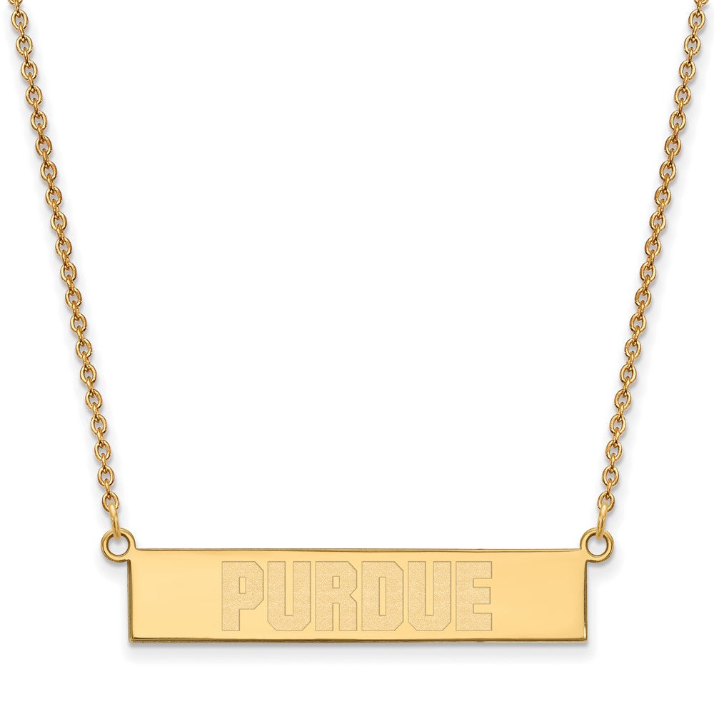 Sterling Silver Gold-plated LogoArt Purdue University Small Bar 18 inch Necklace