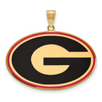Sterling Silver Gold-plated LogoArt University of Georgia Letter G Extra Large Enameled Pendant
