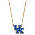 Sterling Silver Gold-plated LogoArt University of Kentucky U-K Large Enameled Pendant 18 inch Necklace