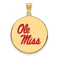 Sterling Silver Gold-plated LogoArt University of Mississippi Ole Miss Extra Large Enameled Disc Pendant