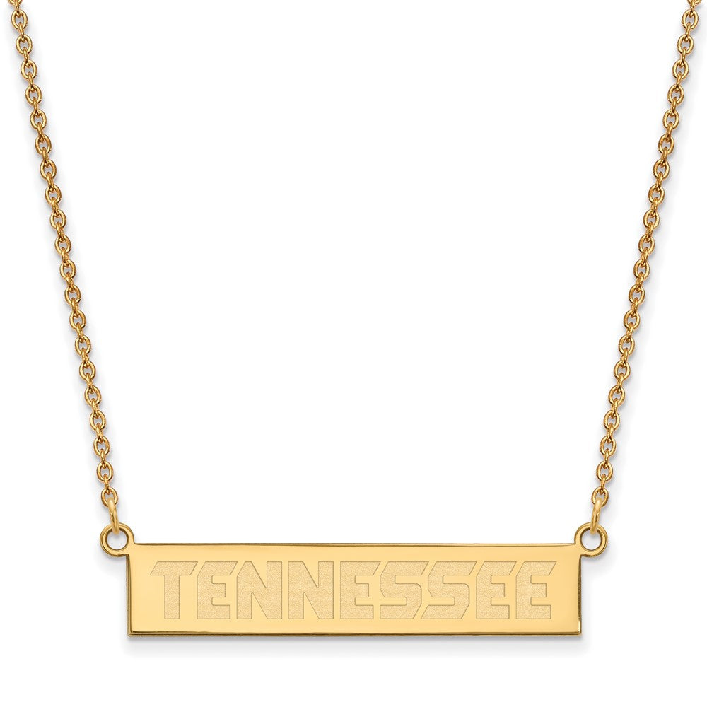 Sterling Silver Gold-plated LogoArt University of Tennessee Small Bar 18 inch Necklace