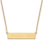 Sterling Silver Gold-plated LogoArt Virginia Tech Small Bar 18 inch Necklace