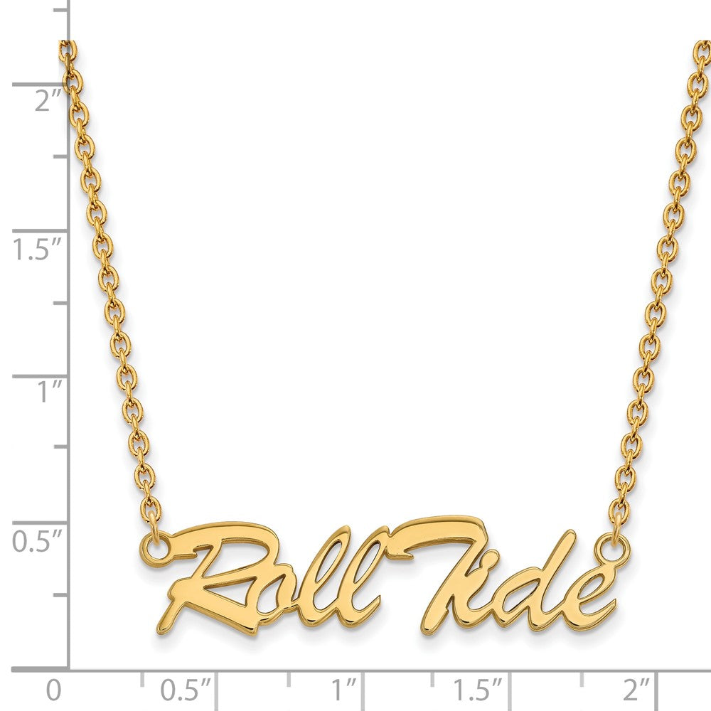 Sterling Silver Gold-plated LogoArt University of Alabama Roll Tide Script Large Pendant 18 inch Necklace