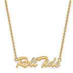 Sterling Silver Gold-plated LogoArt University of Alabama Roll Tide Script Large Pendant 18 inch Necklace