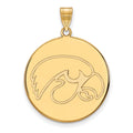 14k Gold LogoArt University of Iowa Hawk Extra Large Round Disc Pendant