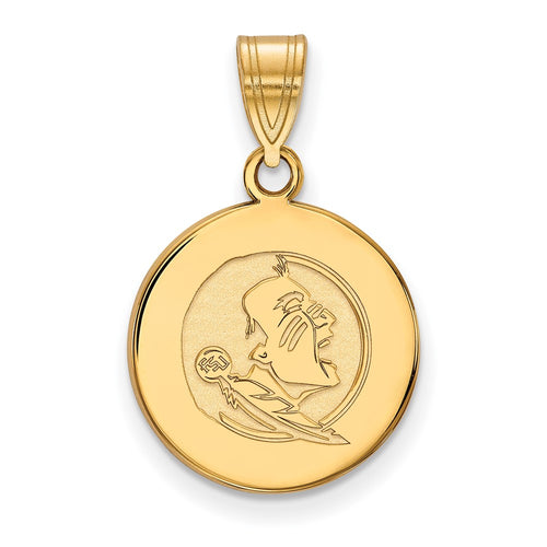 10k Gold LogoArt Florida State University Seminole Medium Disc Pendant