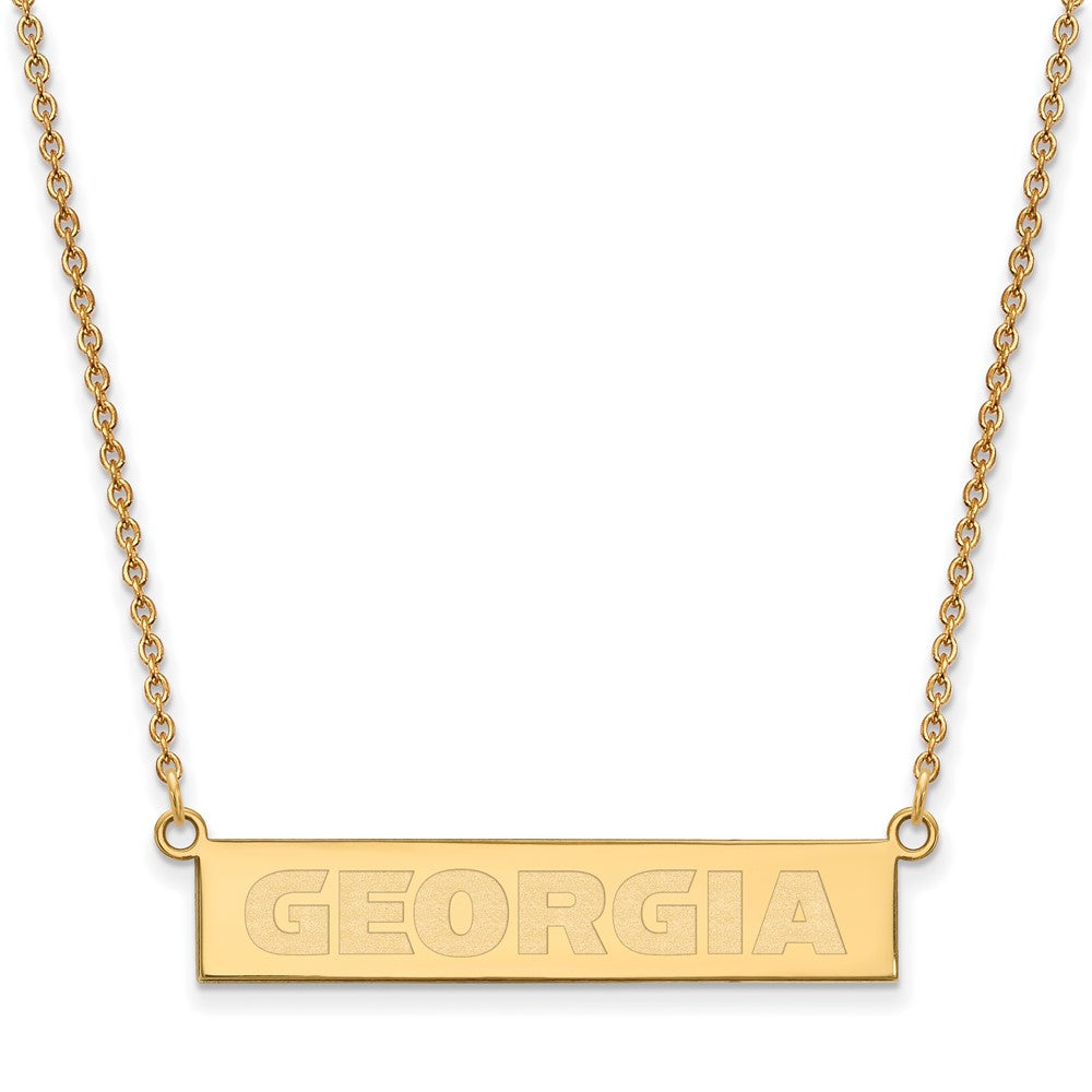 Sterling Silver Gold-plated LogoArt University of Georgia Small Bar 18 inch Necklace