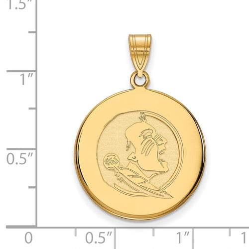 10k Gold LogoArt Florida State University Seminole Large Disc Pendant