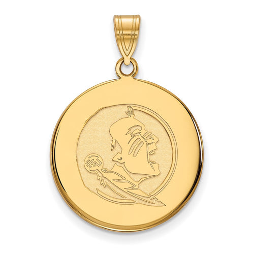 10k Gold LogoArt Florida State University Seminole Large Disc Pendant