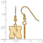 Sterling Silver Gold-plated LogoArt University of Nebraska Letter N Small Dangle Wire Earrings
