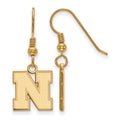 Sterling Silver Gold-plated LogoArt University of Nebraska Letter N Small Dangle Wire Earrings