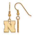 Sterling Silver Gold-plated LogoArt University of Nebraska Letter N Small Dangle Wire Earrings