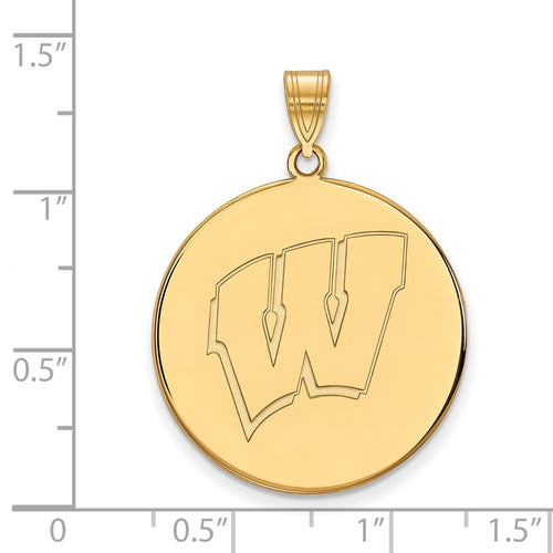 10k Gold LogoArt University of Wisconsin Letter W Extra Large Disc Pendant