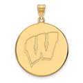 10k Gold LogoArt University of Wisconsin Letter W Extra Large Disc Pendant