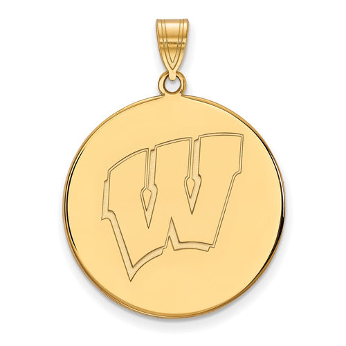 10k Gold LogoArt University of Wisconsin Letter W Extra Large Disc Pendant