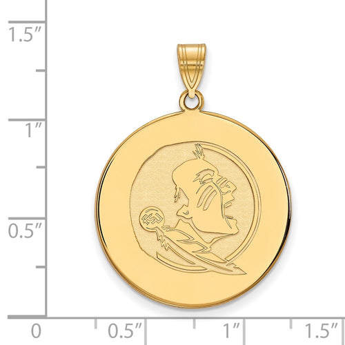 10k Gold LogoArt Florida State University Seminole Extra Large Disc Pendant