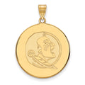 Sterling Silver Gold-plated LogoArt Florida State University Seminole Extra Large Disc Pendant