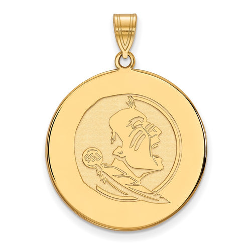 10k Gold LogoArt Florida State University Seminole Extra Large Disc Pendant