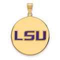 Sterling Silver Gold-plated LogoArt Louisiana State University L-S-U Extra Large Enameled Disc Pendant