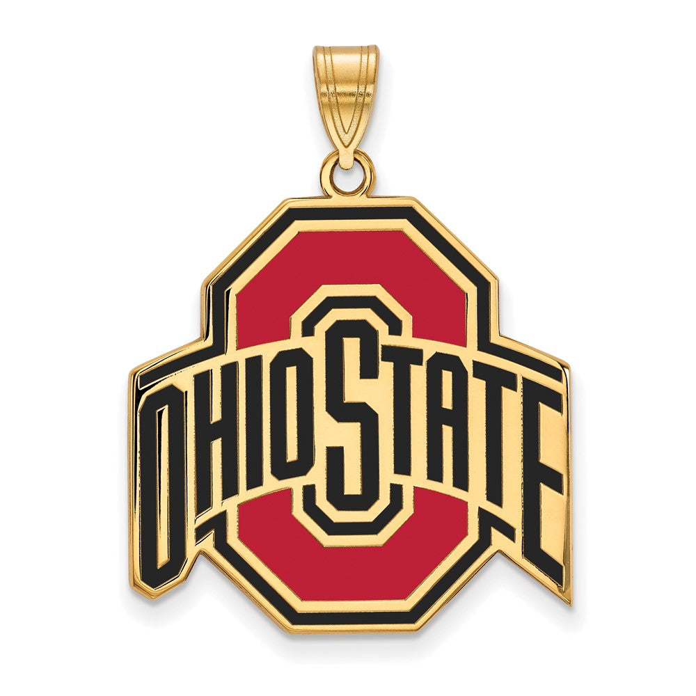 Sterling Silver Gold-plated LogoArt The Ohio State University Extra Large Enameled Pendant