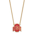 Sterling Silver Gold-plated LogoArt The Ohio State University Large Enameled Pendant 18 inch Necklace