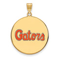 Sterling Silver Gold-plated LogoArt University of Florida Gators Script Extra Large Enameled Disc Pendant