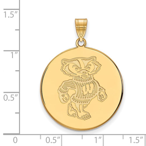 10k Gold LogoArt University of Wisconsin Badger Extra Large Disc Pendant