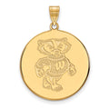 14k Gold LogoArt University of Wisconsin Badger Extra Large Disc Pendant