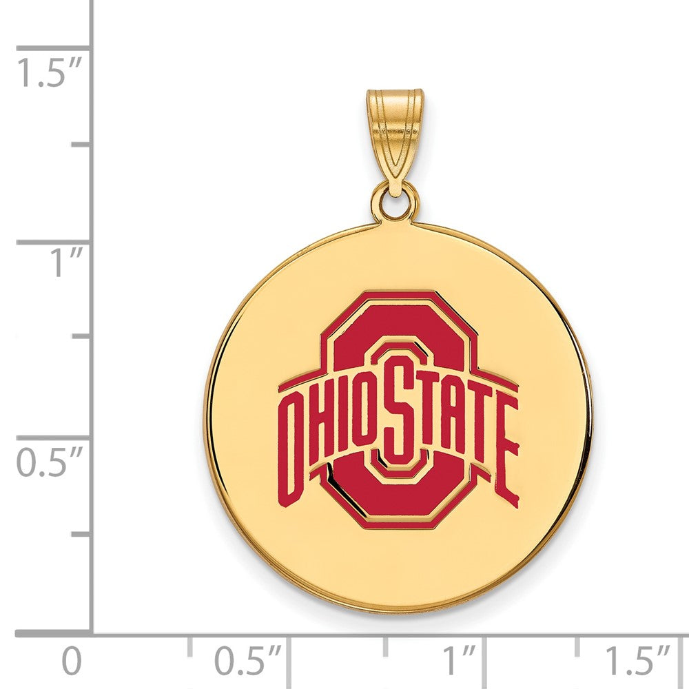 Sterling Silver Gold-plated LogoArt The Ohio State University Extra Large Enameled Disc Pendant