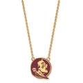 Sterling Silver Gold-plated LogoArt Florida State University Seminole Large Enameled Pendant 18 inch Necklace
