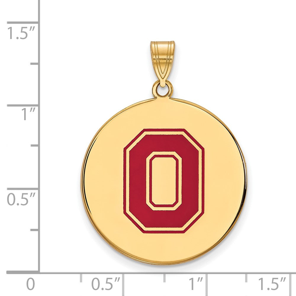 Sterling Silver Gold-plated LogoArt The Ohio State University Letter O Extra Large Enameled Disc Pendant