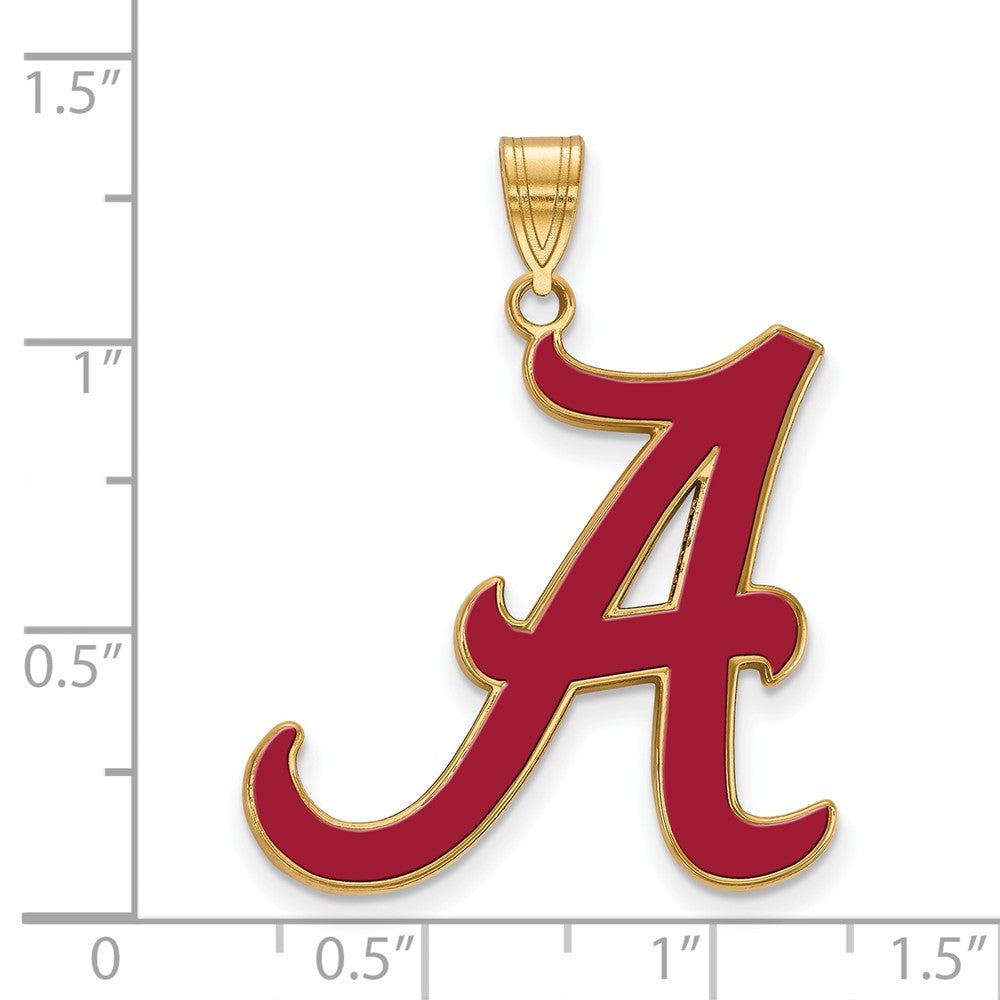 Sterling Silver Gold-plated LogoArt University of Alabama Letter A Extra Large Enameled Pendant