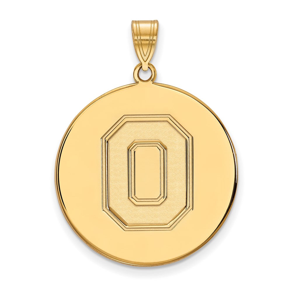 14k Gold LogoArt The Ohio State University Letter O Extra Large Disc Pendant