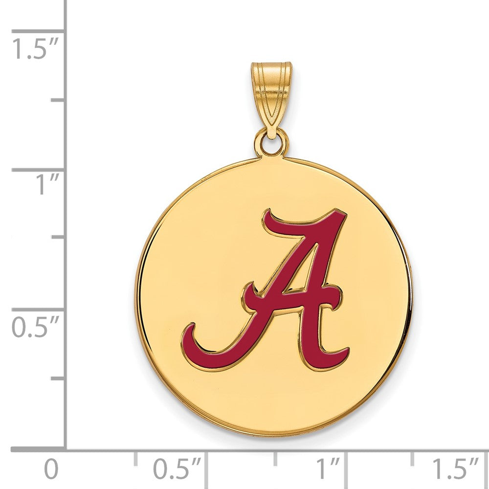 Sterling Silver Gold-plated LogoArt University of Alabama Letter A Extra Large Enameled Disc Pendant