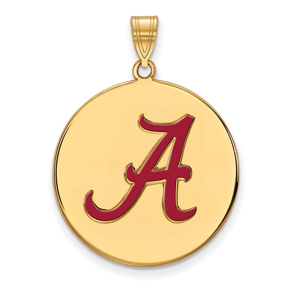 Sterling Silver Gold-plated LogoArt University of Alabama Letter A Extra Large Enameled Disc Pendant