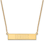 Sterling Silver Gold-plated LogoArt University of Iowa Small Bar 18 inch Necklace