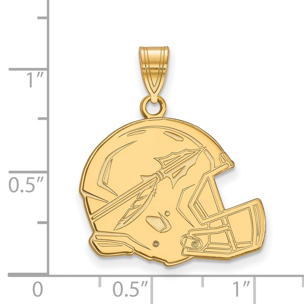 Sterling Silver Gold-plated LogoArt Florida State University Arrow Large Football Helmet Pendant