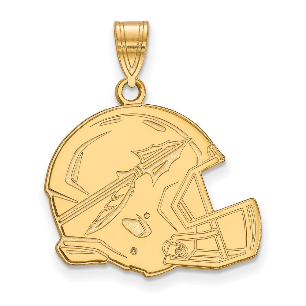 14k Gold LogoArt Florida State University Arrow Large Football Helmet Pendant