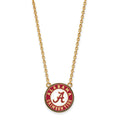 Sterling Silver Gold-plated LogoArt University of Alabama Crimson Tide Large Enameled Pendant 18 inch Necklace