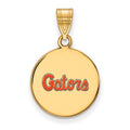 Sterling Silver Gold-plated LogoArt University of Florida Gators Script Medium Enameled Disc Pendant