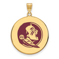Sterling Silver Gold-plated LogoArt Florida State University Seminole Extra Large Enameled Disc Pendant