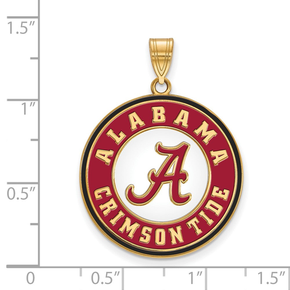 Sterling Silver Gold-plated LogoArt University of Alabama Crimson Tide Extra Large Enameled Disc Pendant
